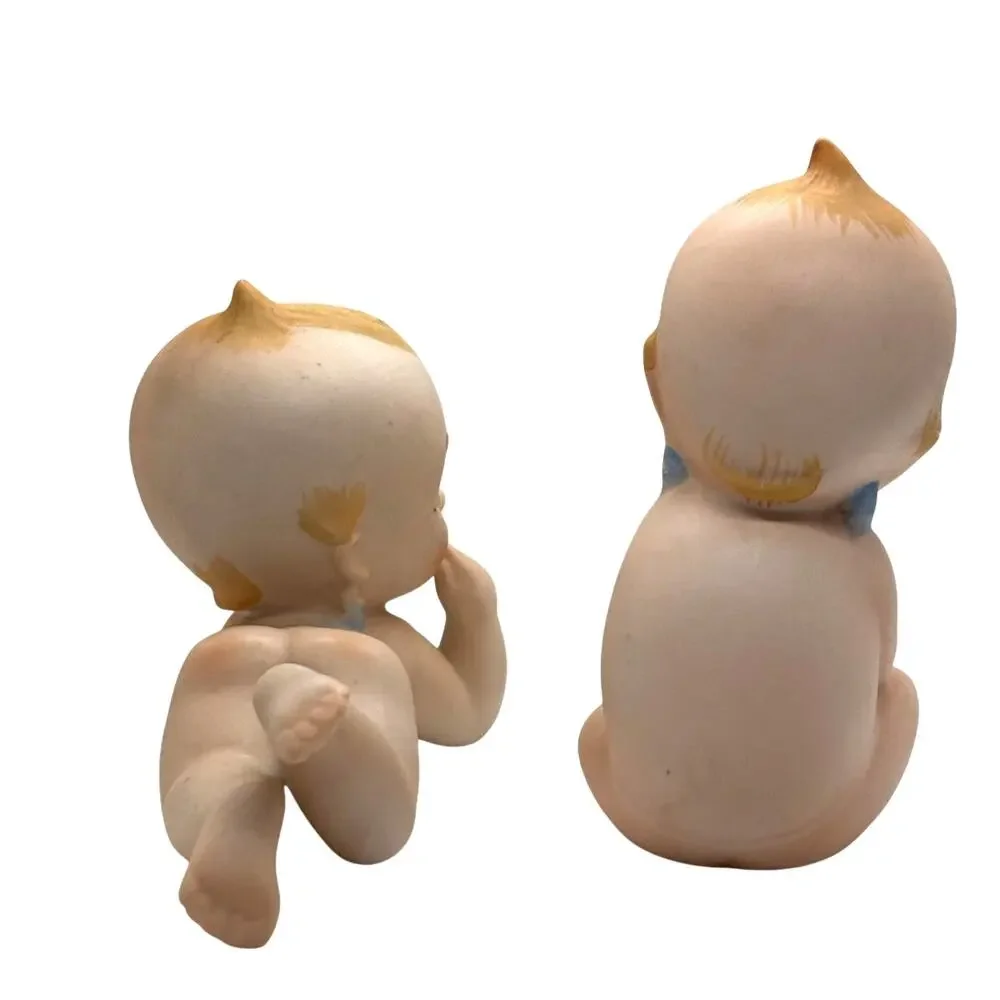 2 Vintage 1960's Lefton Kewpie Dolls Baby, Bisque Figurine, Excellent Condition